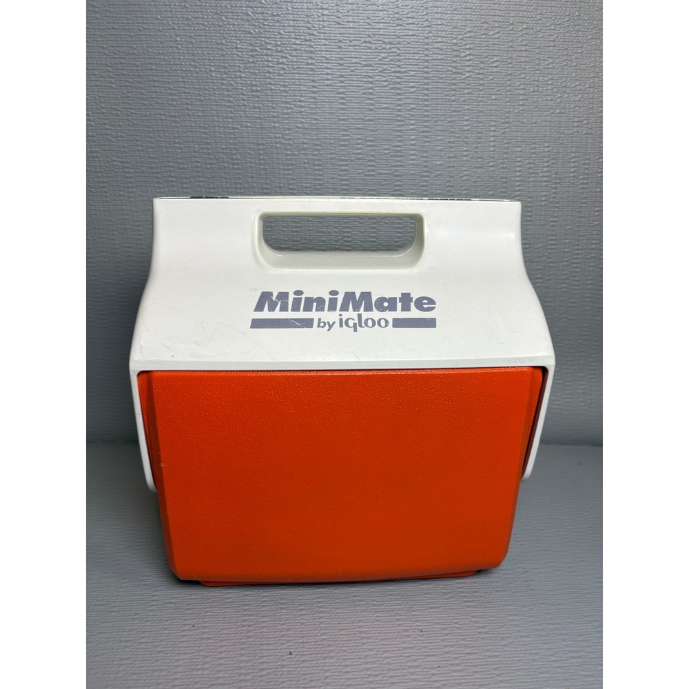 Vintage Igloo MiniMate Personal Cooler Orange White Lunch Box 9 Inch Small
